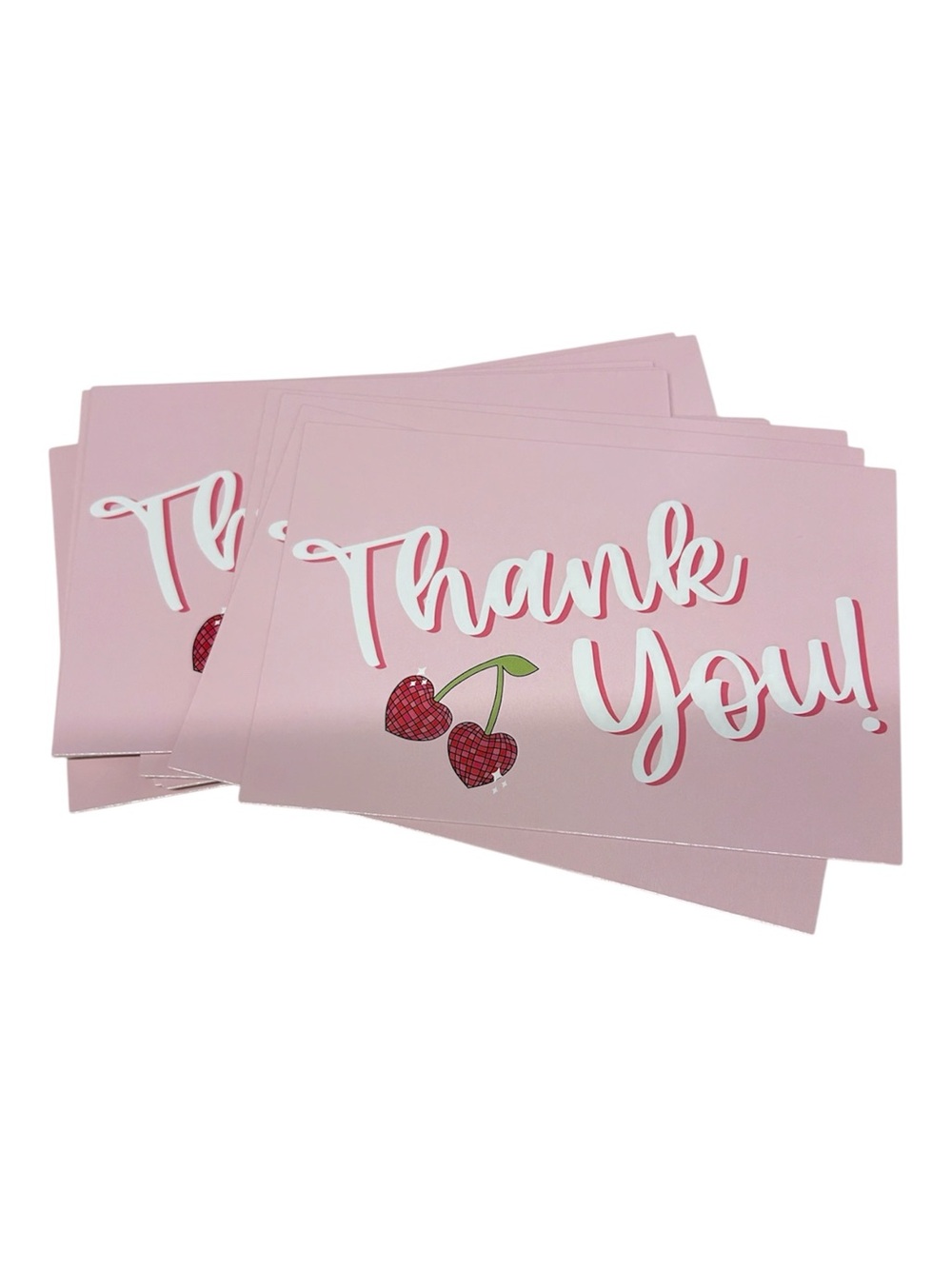 Pink Disco Cherry Cherries 4x6 Thank You Cards Pack of 20